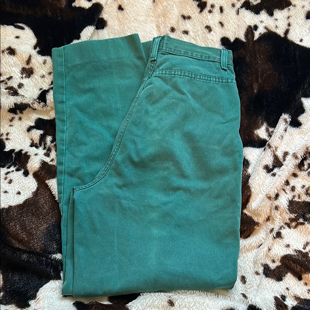 Vintage Green Straight Leg Jeans with Smooth Finish